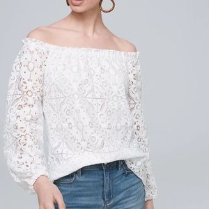 WHBM off the shoulder lace blouse